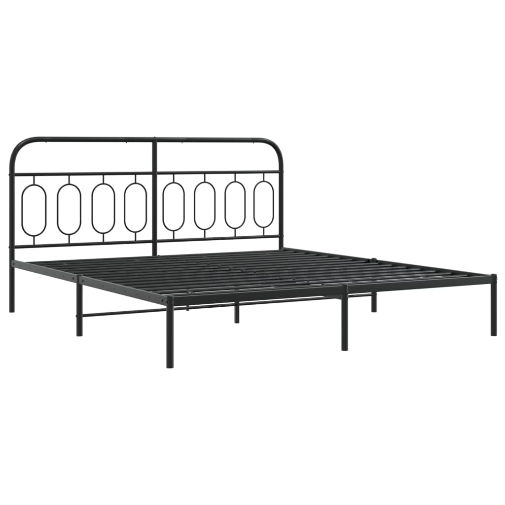 Sengeramme i metall med hodegavl svart 160x200 cm