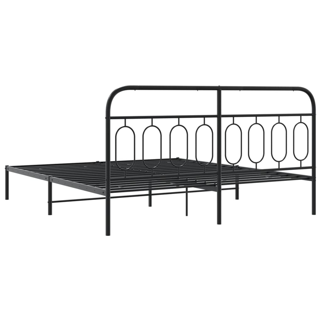 Sengeramme i metall med hodegavl svart 160x200 cm