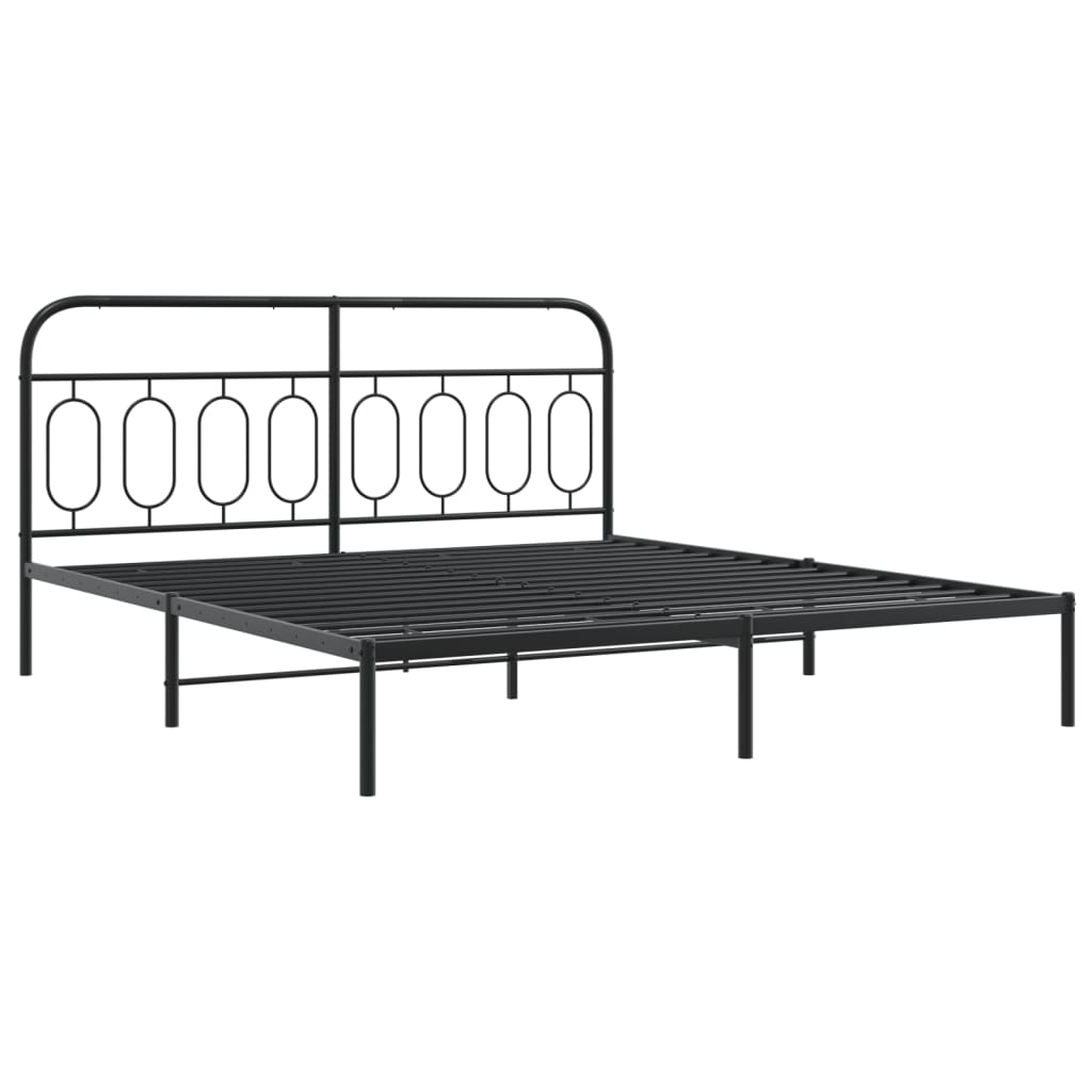 Sengeramme i metall med sengegavl svart 183x213 cm