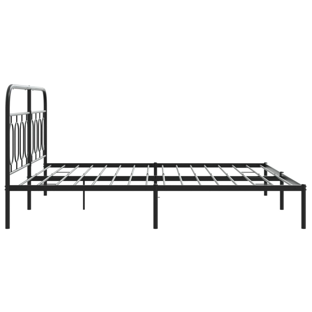 Sengeramme i metall med sengegavl svart 183x213 cm