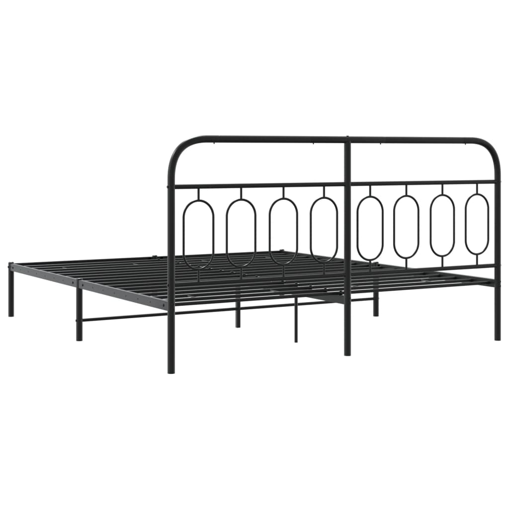 Sengeramme i metall med sengegavl svart 183x213 cm