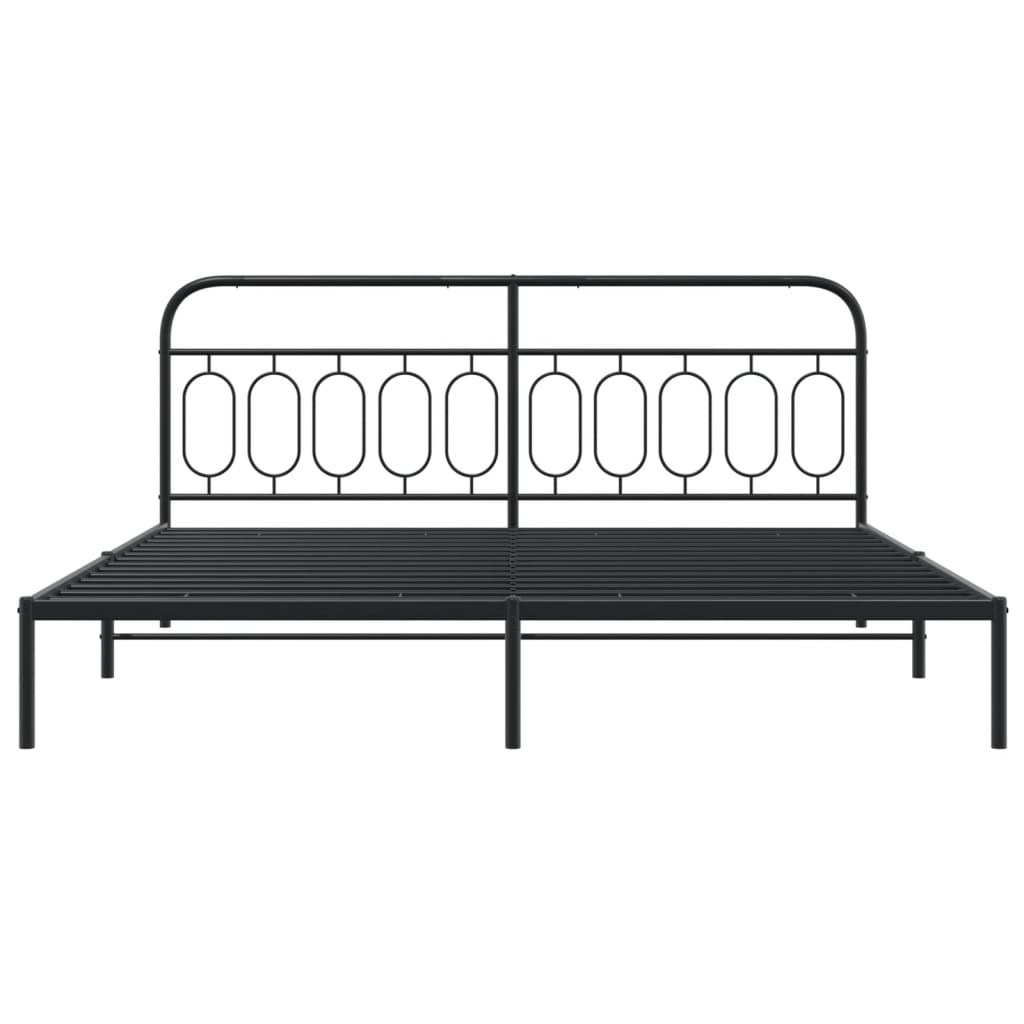 Sengeramme i metall med sengegavl svart 200x200 cm
