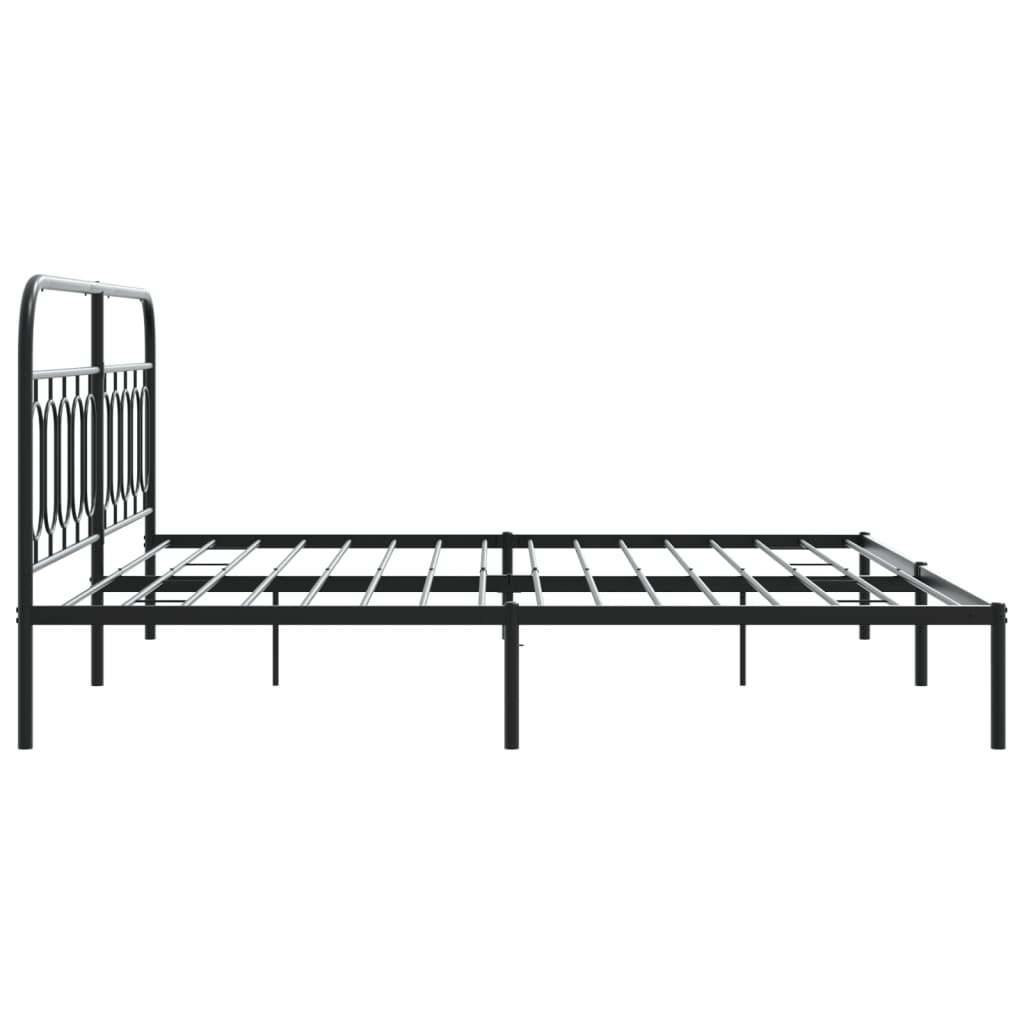 Sengeramme i metall med sengegavl svart 200x200 cm