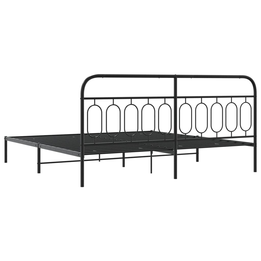 Sengeramme i metall med sengegavl svart 200x200 cm