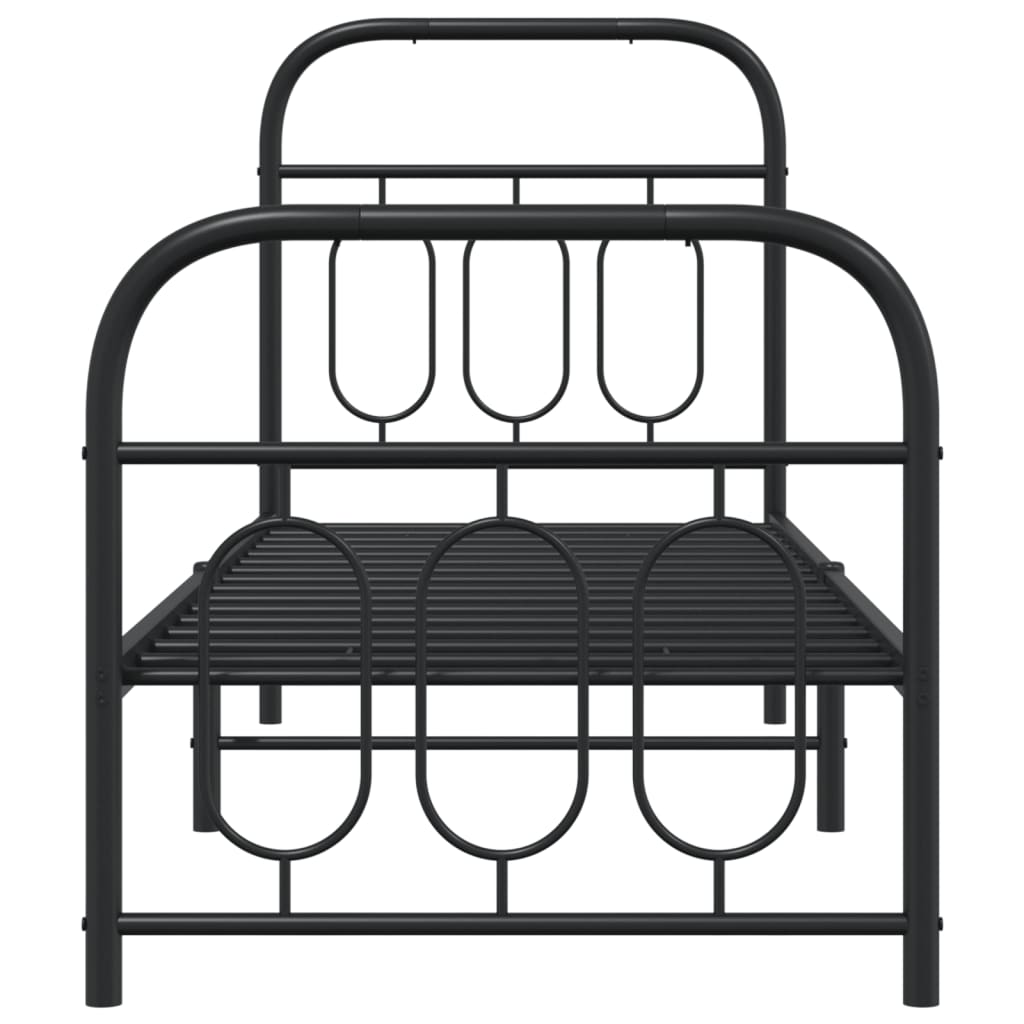 Sengeramme i metall med hode- og fotgavl svart 75x190 cm