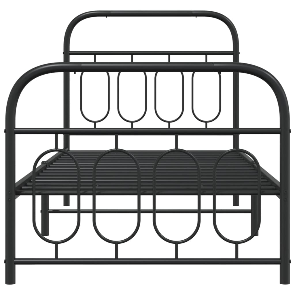 Sengeramme i metall med hode- og fotgavl svart 90x190 cm