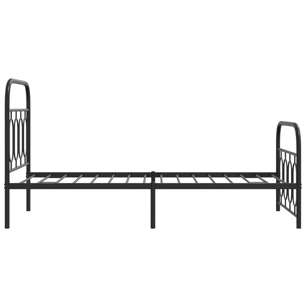Sengeramme i metall med hode- og fotgavl svart 90x190 cm