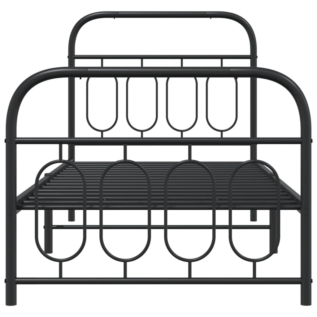 Sengeramme i metall med hode- og fotgavl svart 90x200 cm
