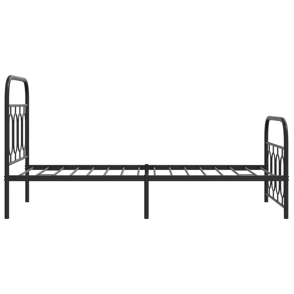 Sengeramme i metall med hode- og fotgavl svart 90x200 cm