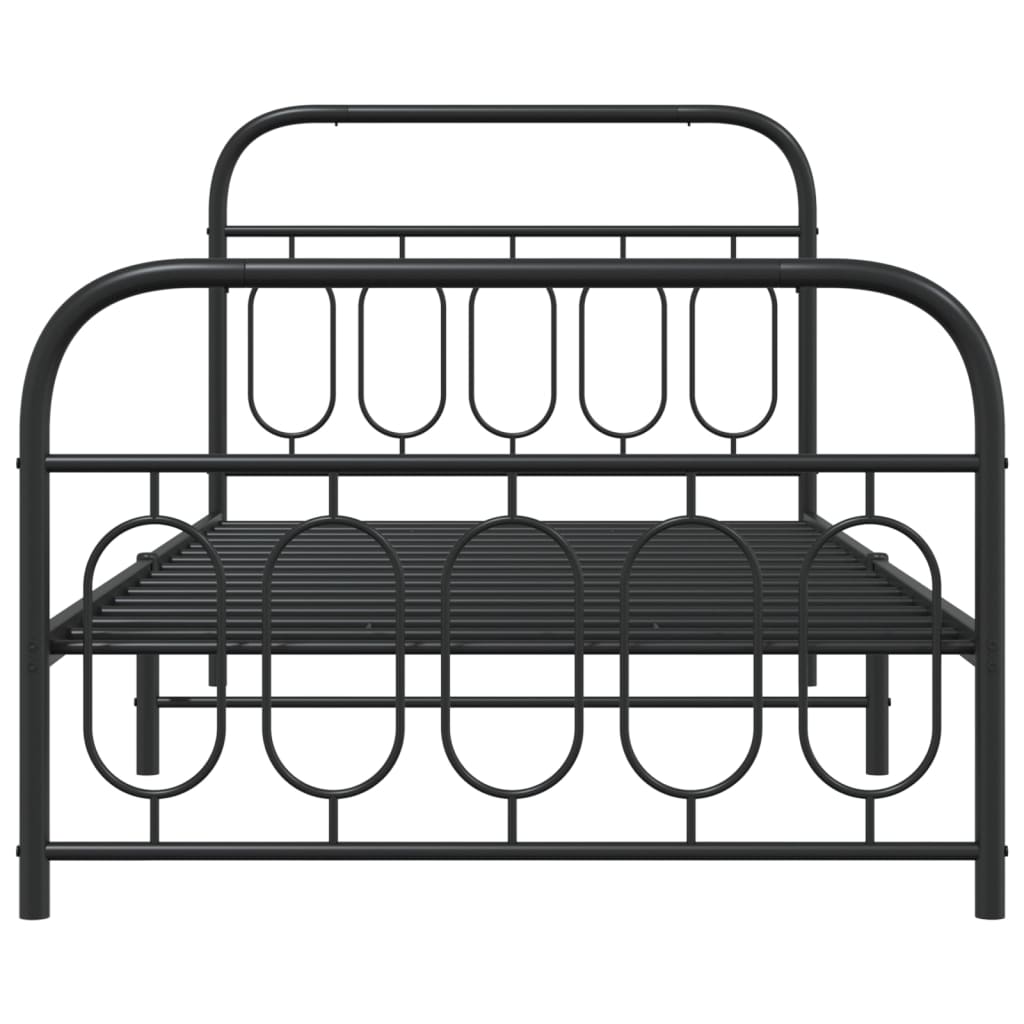 Sengeramme i metall med hode- og fotgavl svart 100x190 cm