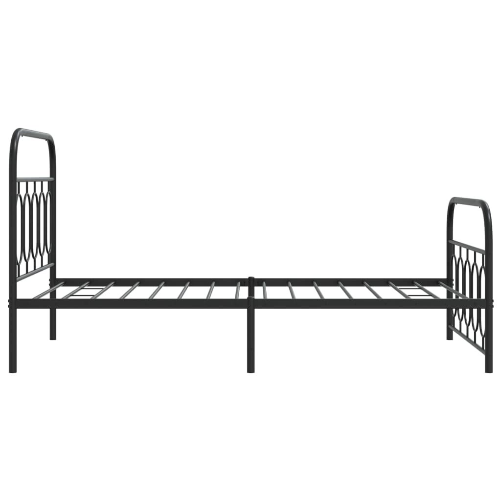 Sengeramme i metall med hode- og fotgavl svart 100x190 cm