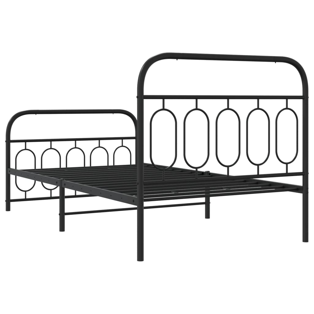 Sengeramme i metall med hode- og fotgavl svart 107x203 cm