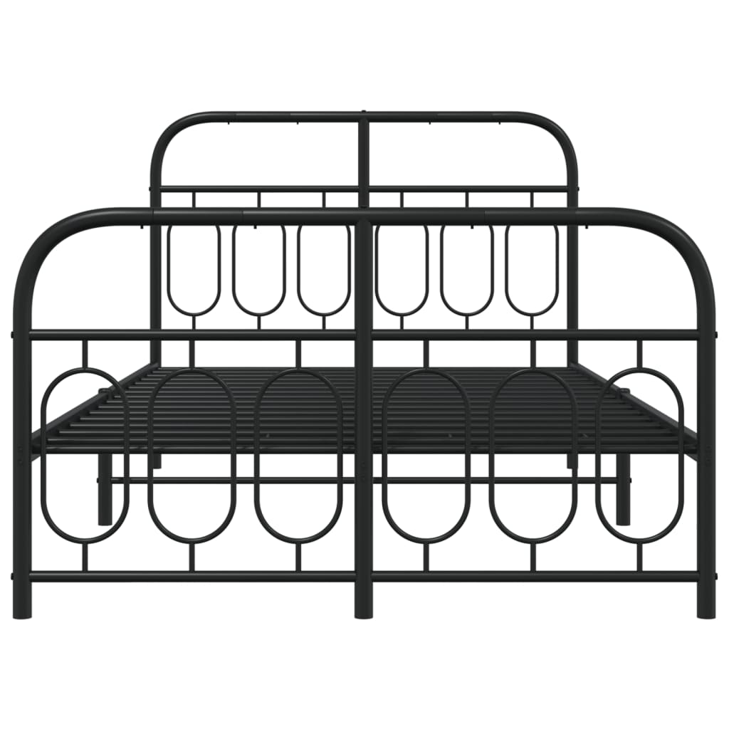 Sengeramme i metall med hode- og fotgavl svart 120x190 cm