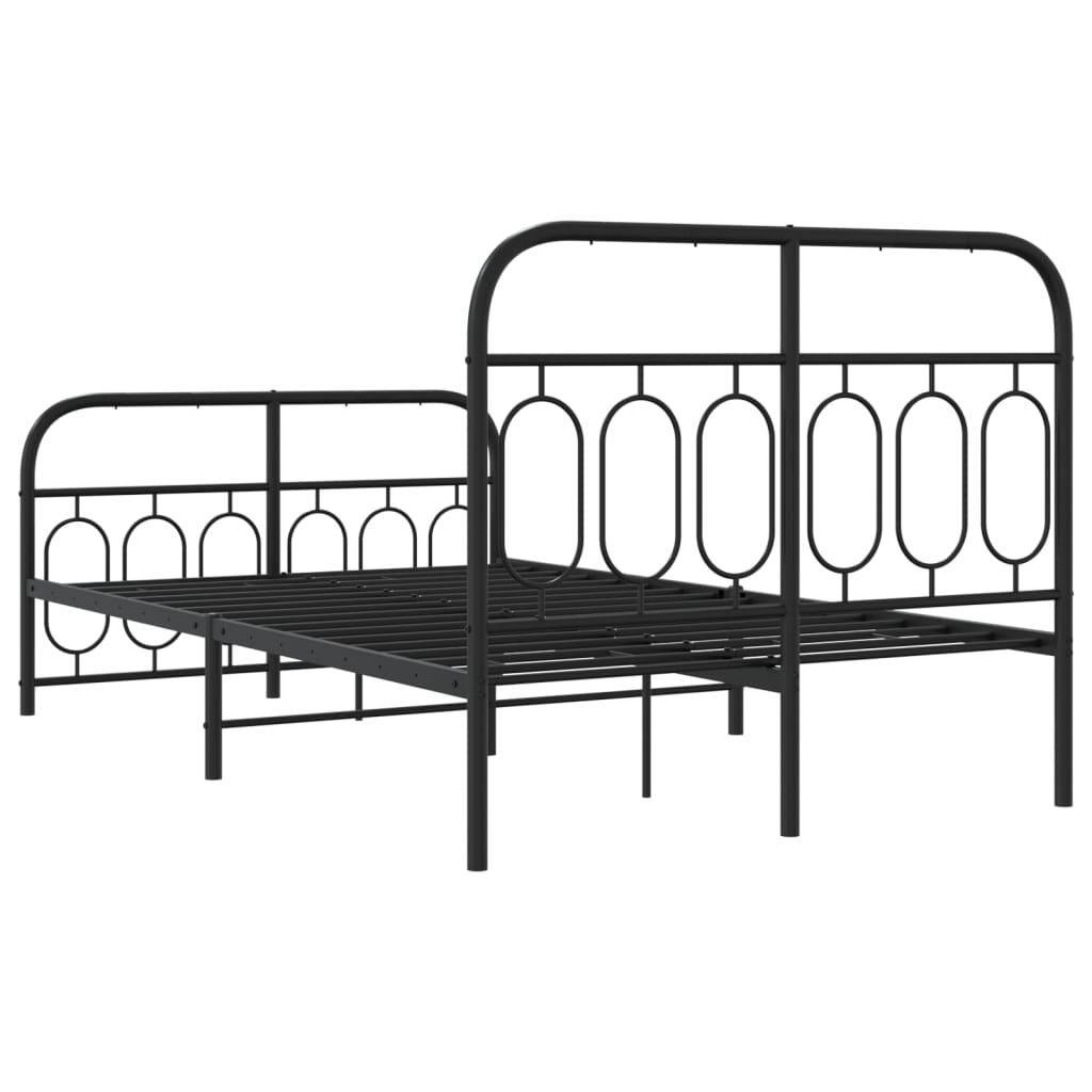 Sengeramme i metall med hode- og fotgavl svart 120x190 cm
