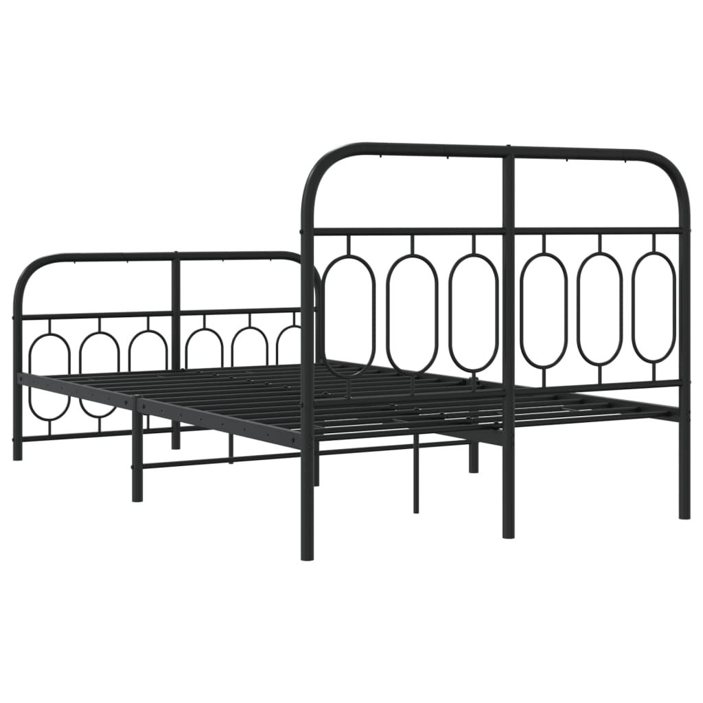 Sengeramme i metall med hode- og fotgavl svart 120x200 cm