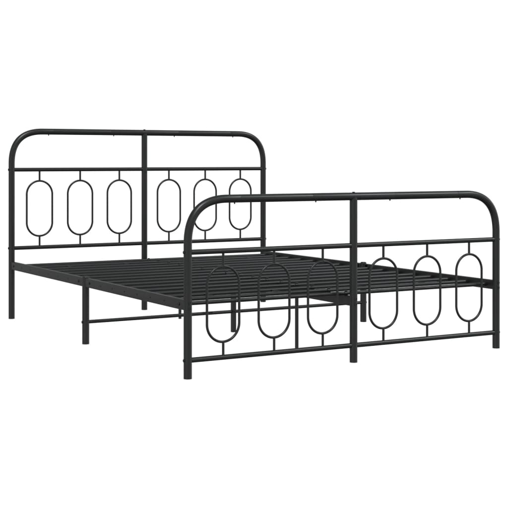 Sengeramme i metall med hode- og fotgavl svart 135x190 cm