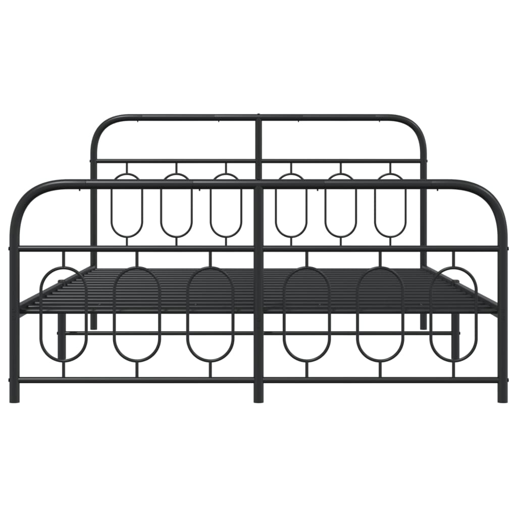 Sengeramme i metall med hode- og fotgavl svart 135x190 cm