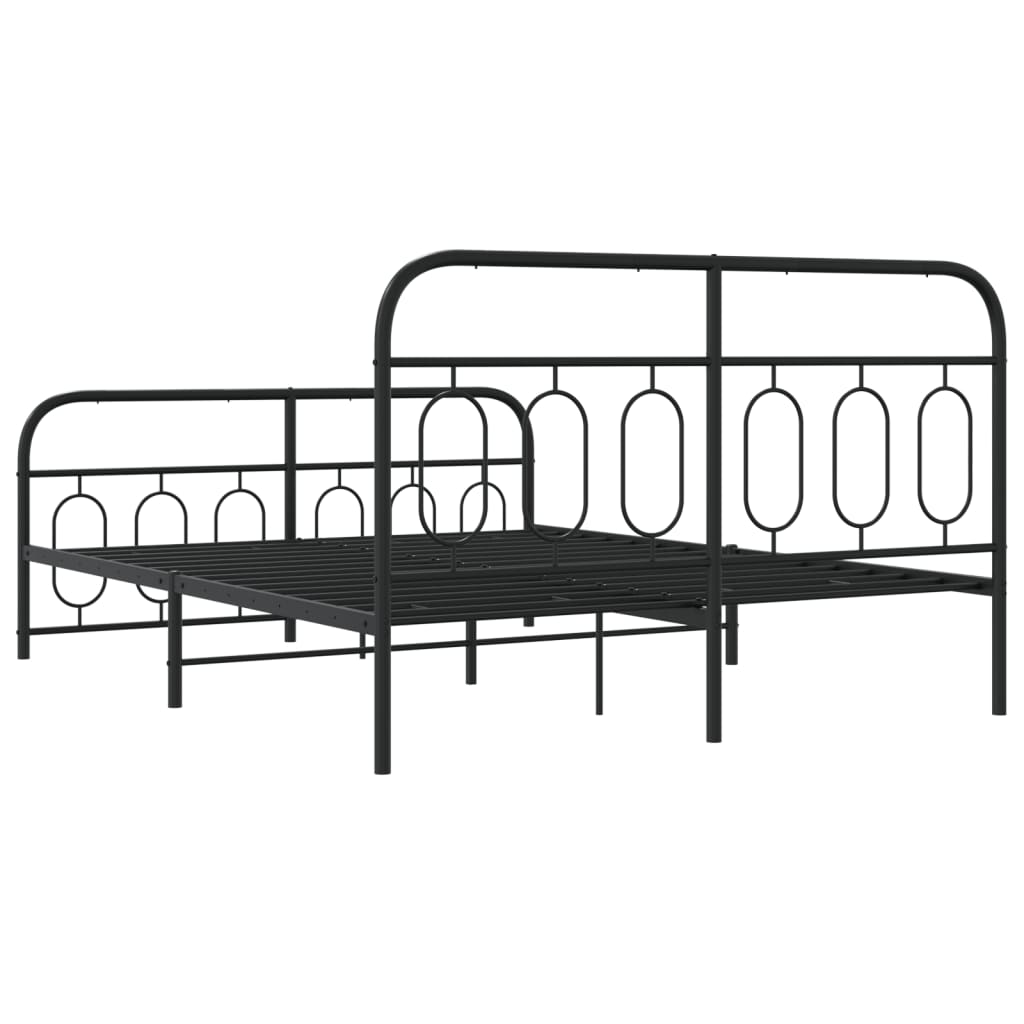Sengeramme i metall med hode- og fotgavl svart 135x190 cm