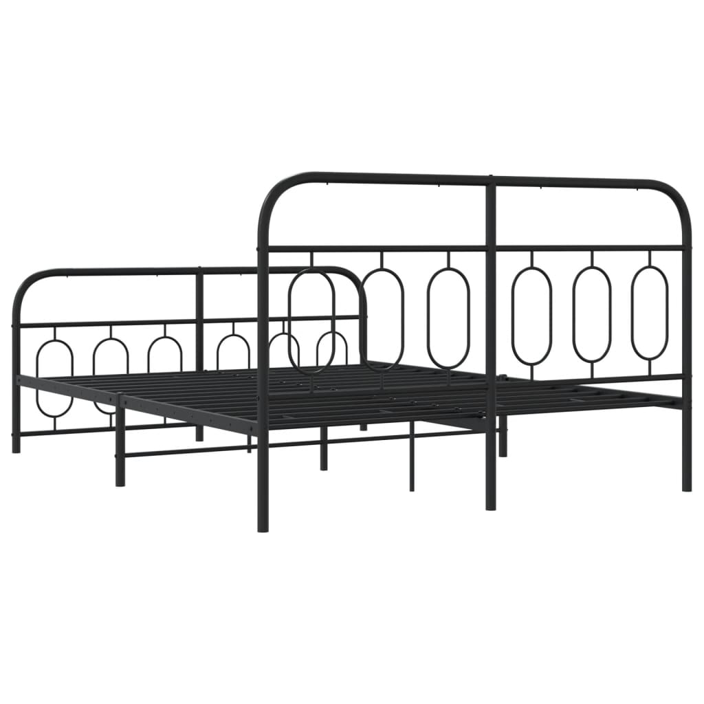 Sengeramme i metall med hode- og fotgavl svart 140x200 cm