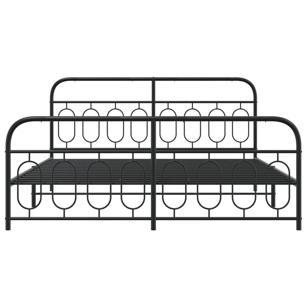 Sengeramme i metall uten madrass med fotgavl svart 180x200 cm