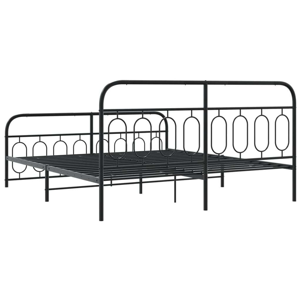 Sengeramme i metall uten madrass med fotgavl svart 180x200 cm