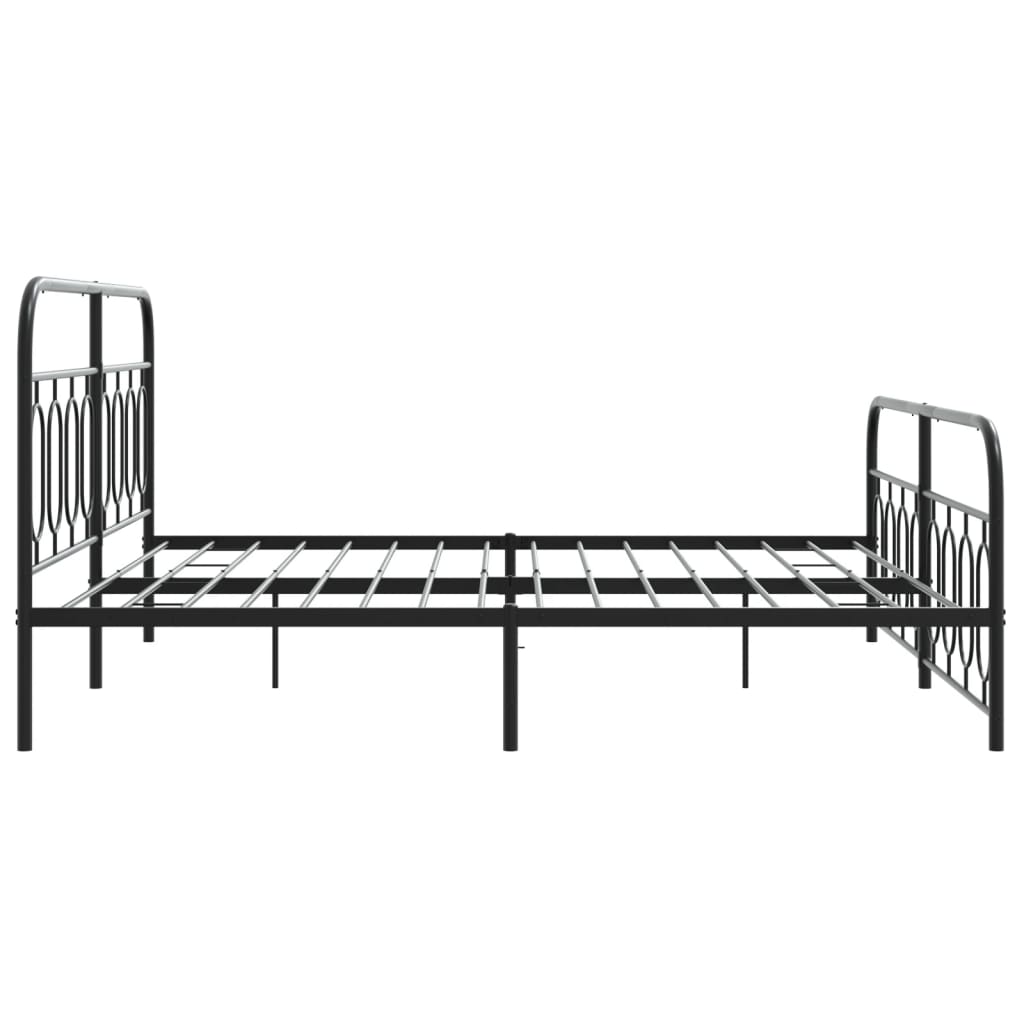 Sengeramme i metall med hode- og fotgavl svart 183x213 cm