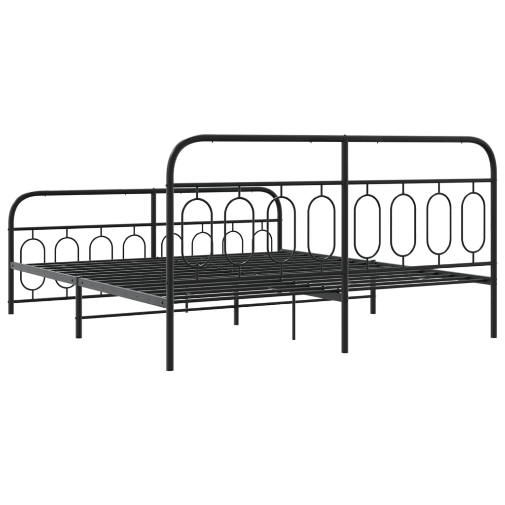 Sengeramme i metall med hode- og fotgavl svart 183x213 cm