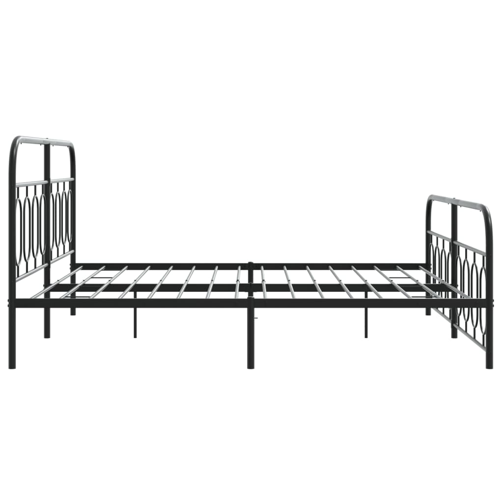 Sengeramme i metall med hode- og fotgavl svart 193x203 cm