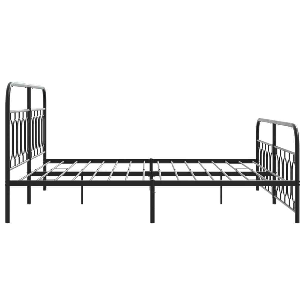 Sengeramme i metall med hode- og fotgavl svart 200x200 cm