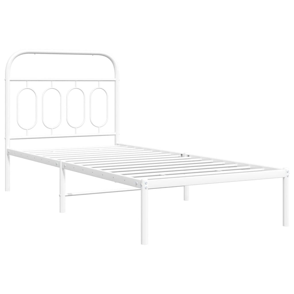Sengeramme i metall med hodegavl hvit 90x190 cm