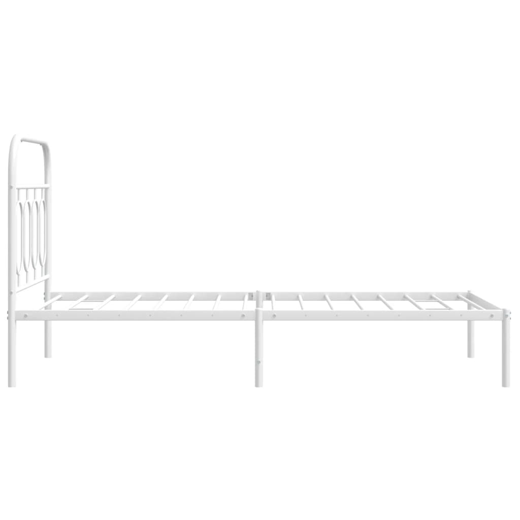 Sengeramme i metall med hodegavl hvit 90x190 cm