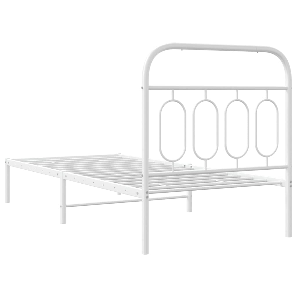 Sengeramme i metall med hodegavl hvit 90x190 cm