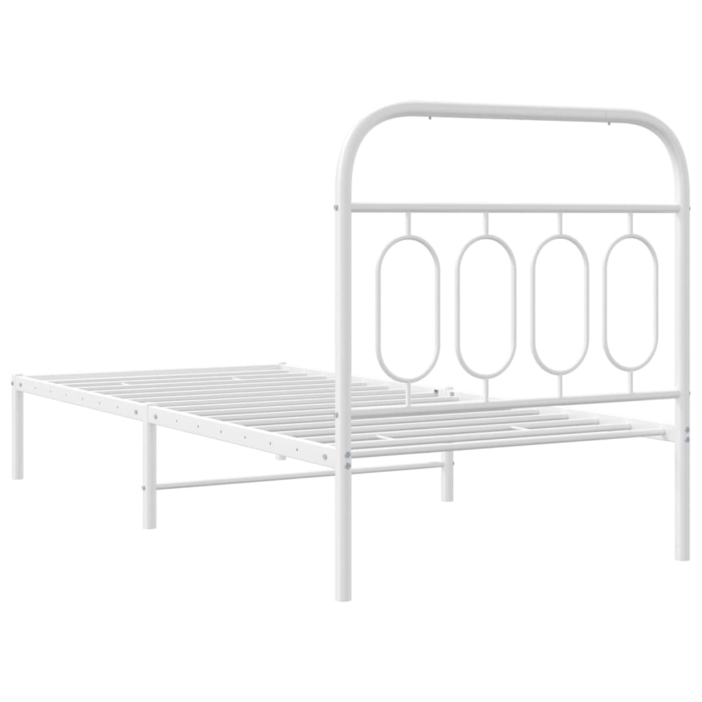 Sengeramme i metall med hodegavl hvit 90x200 cm