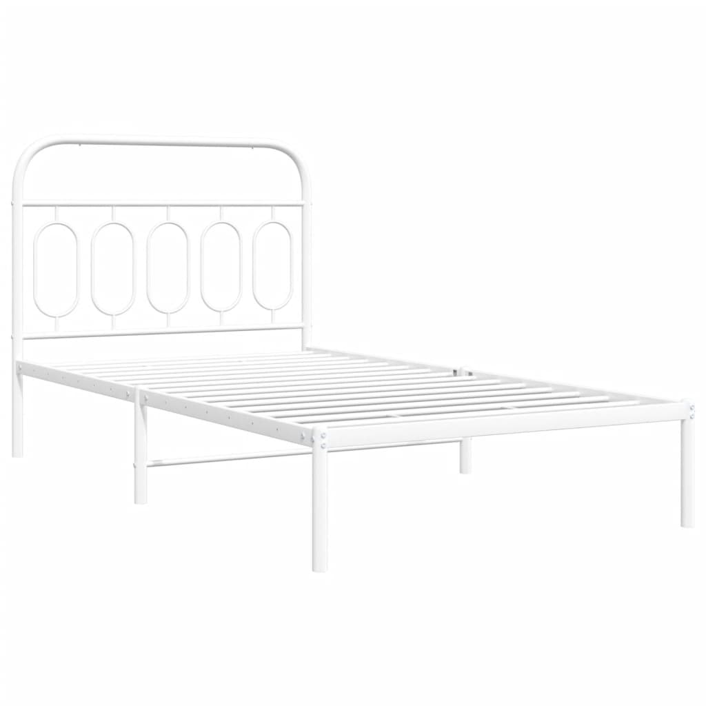 Sengeramme i metall med hodegavl hvit 100x190 cm