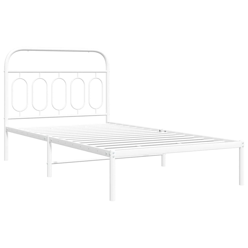 Sengeramme i metall med hodegavl hvit 100x200 cm
