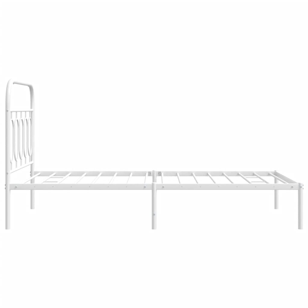 Sengeramme i metall med hodegavl hvit 107x203 cm