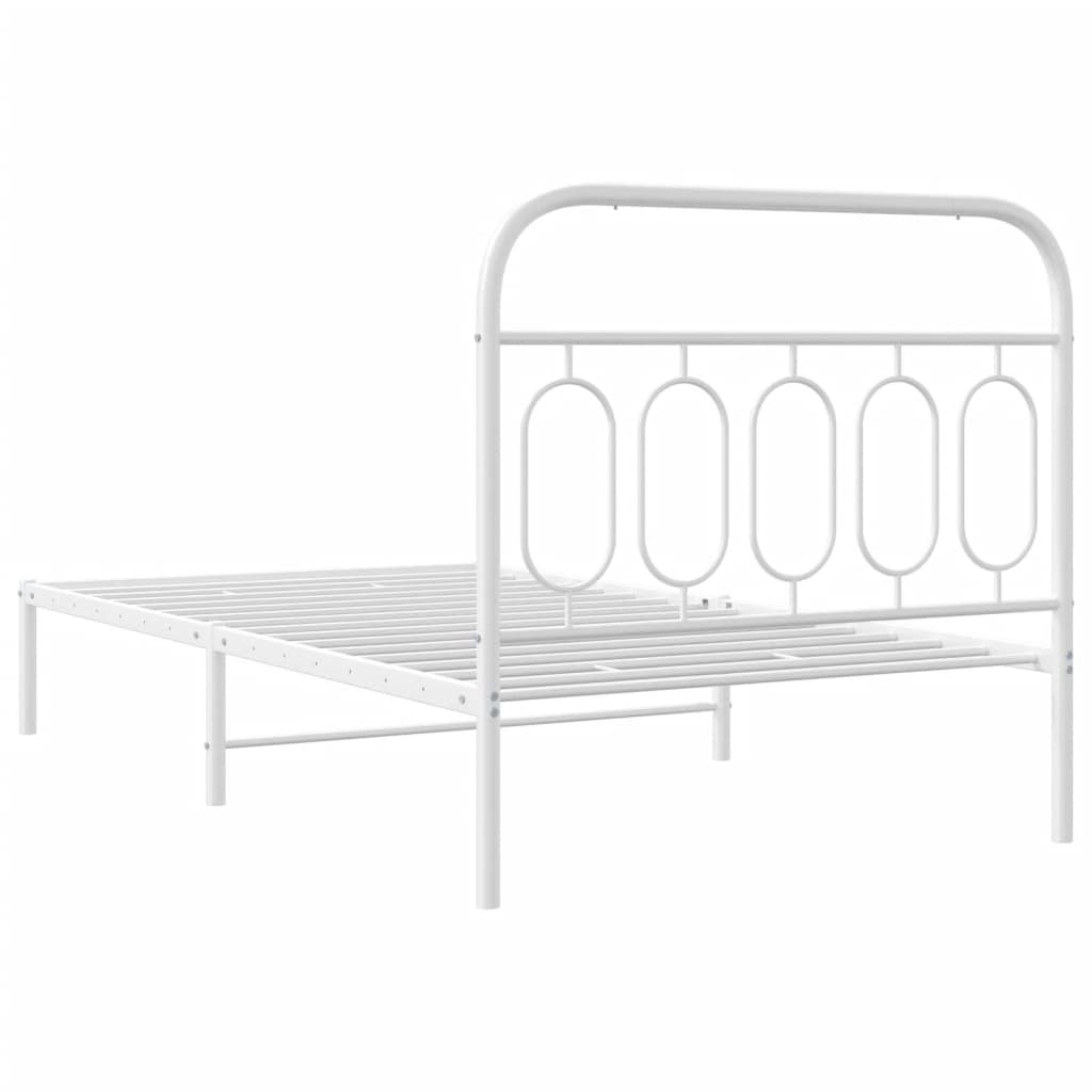 Sengeramme i metall med hodegavl hvit 107x203 cm