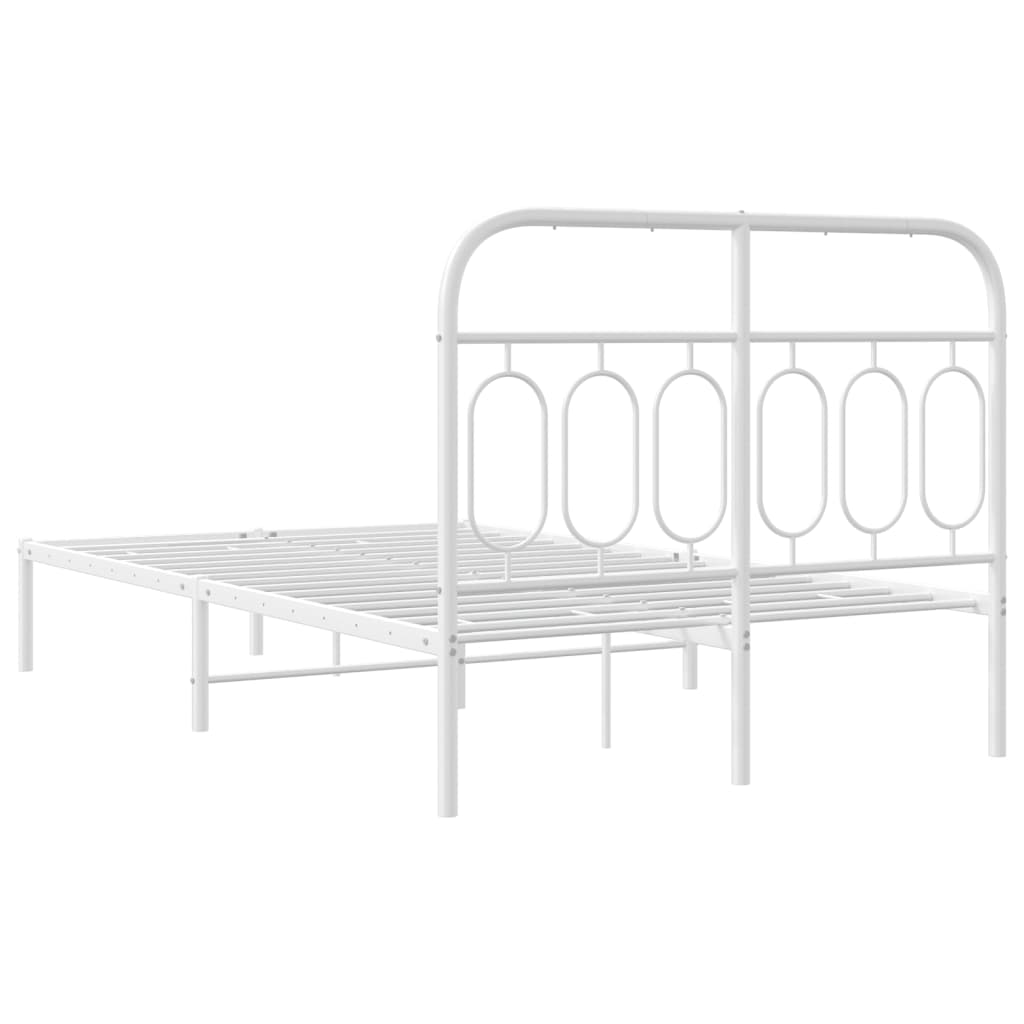 Sengeramme i metall med hodegavl hvit 120x200 cm
