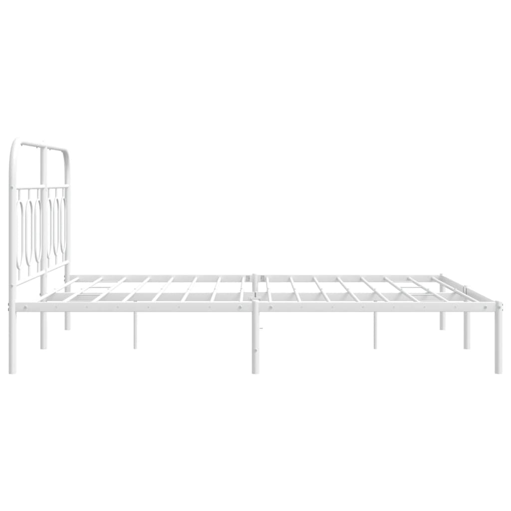 Sengeramme i metall med hodegavl hvit 135x190 cm