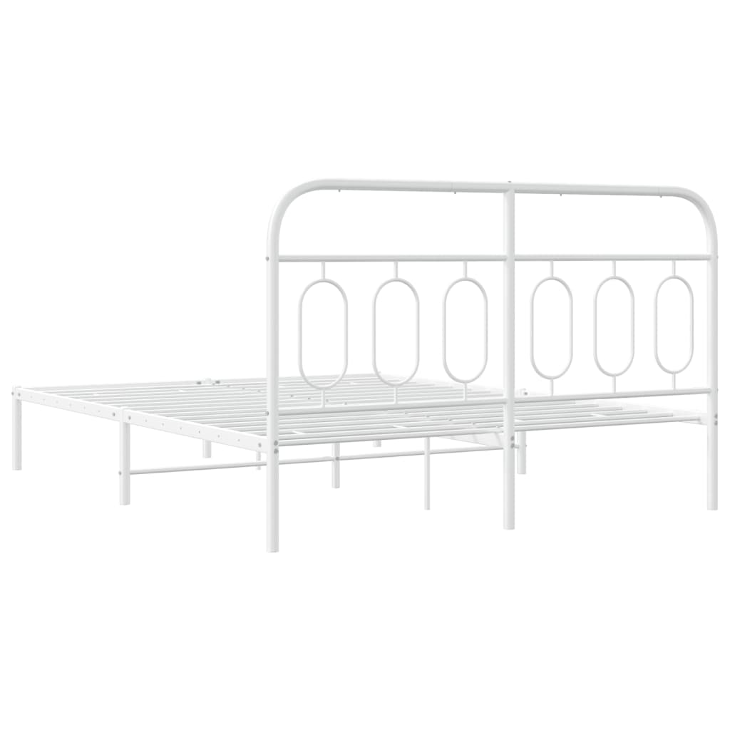 Sengeramme i metall med hodegavl hvit 135x190 cm