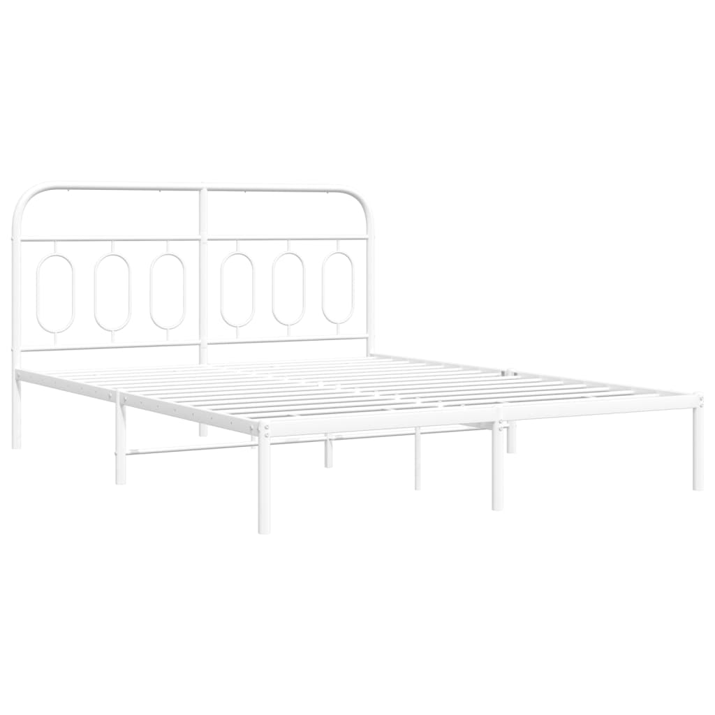 Sengeramme i metall med hodegavl hvit 140x190 cm