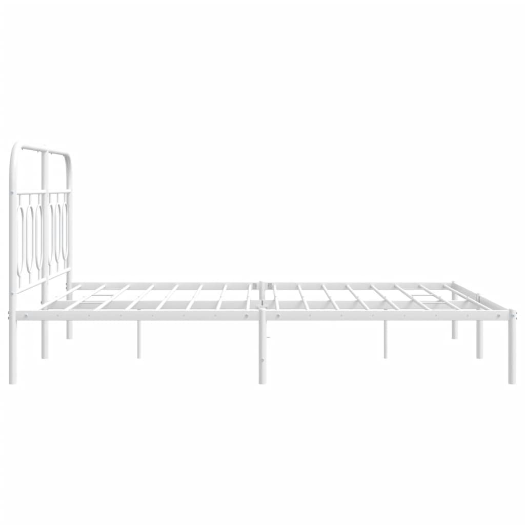 Sengeramme i metall med hodegavl hvit 140x190 cm