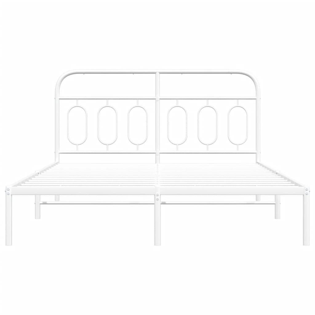 Sengeramme i metall med sengegavl hvit 150x200 cm