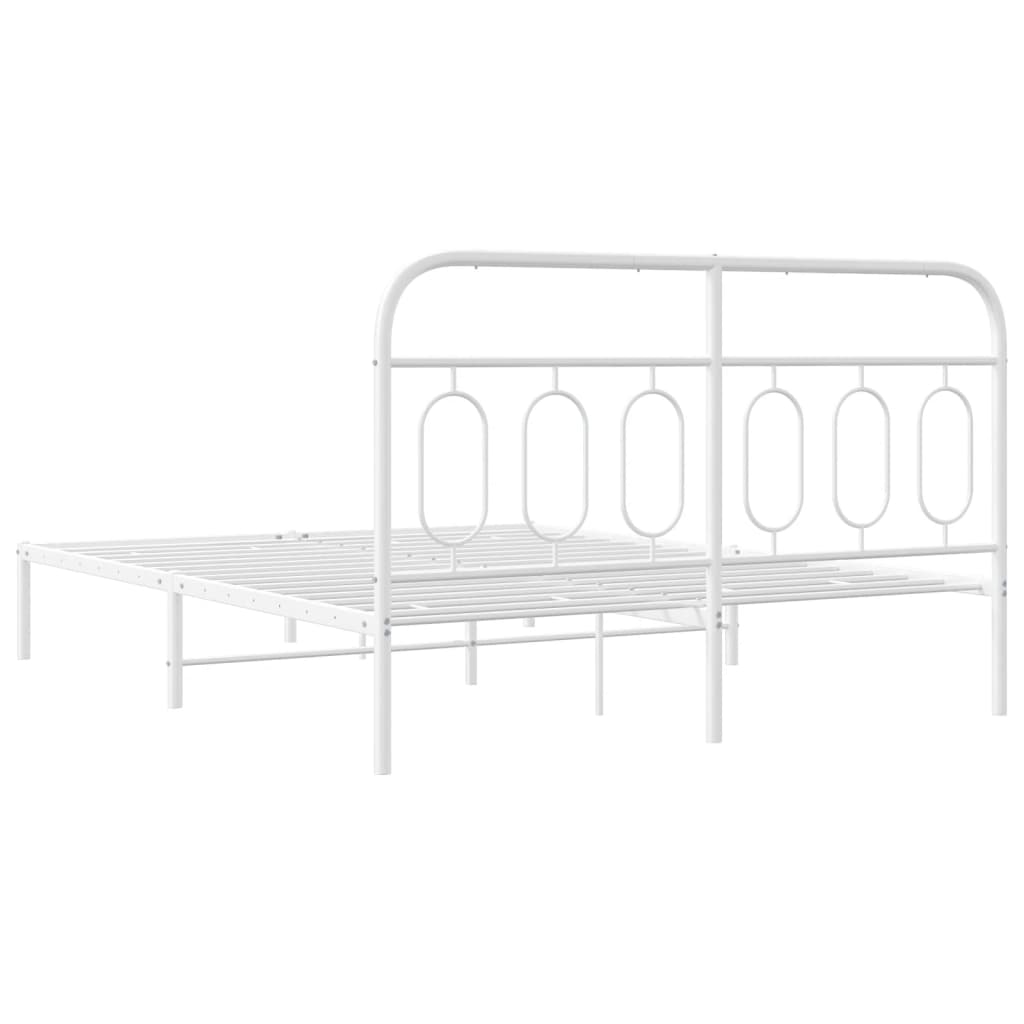 Sengeramme i metall med sengegavl hvit 150x200 cm