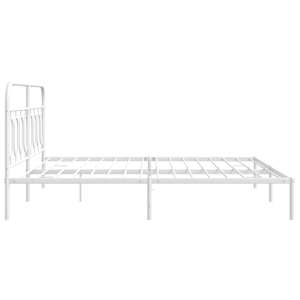 Sengeramme i metall med sengegavl hvit 180x200 cm