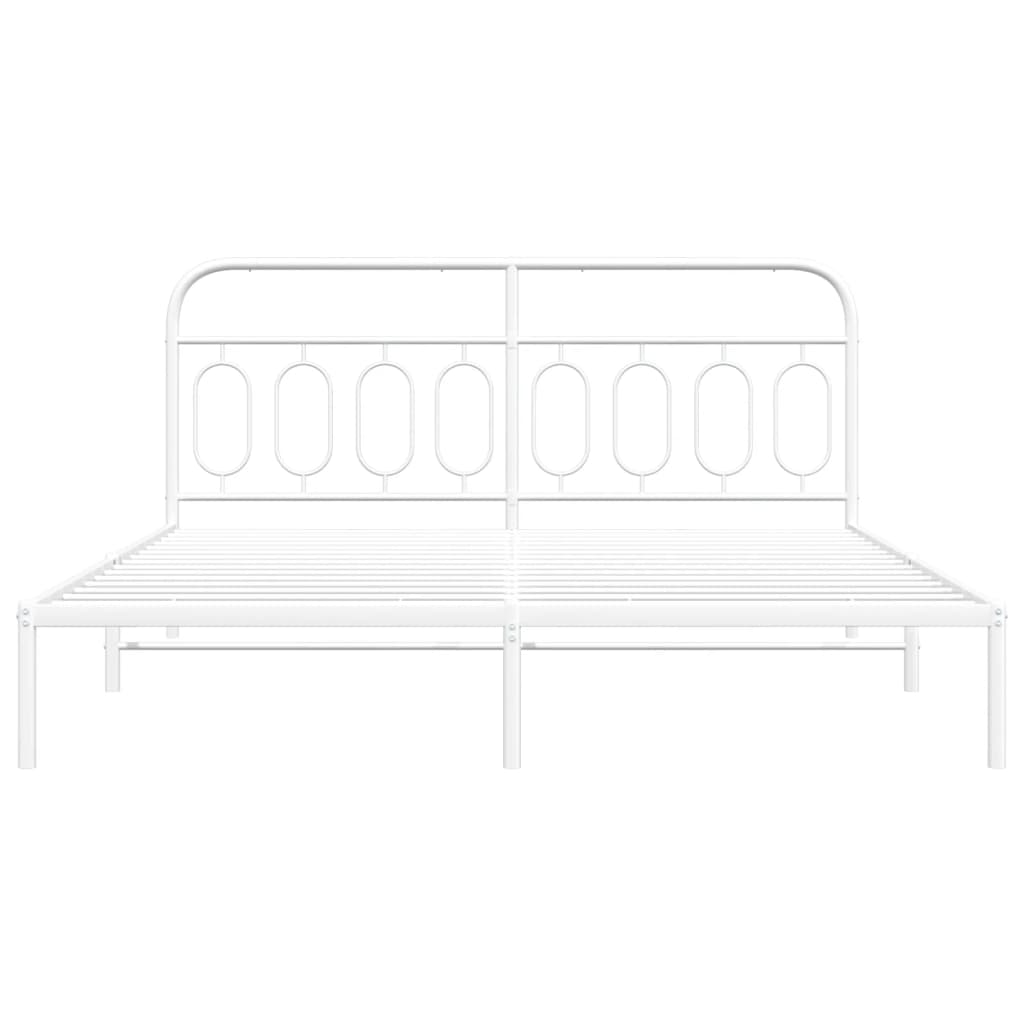 Sengeramme i metall med hodegavl hvit 183x213 cm