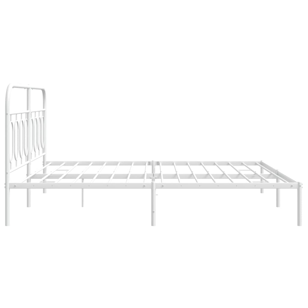 Sengeramme i metall med hodegavl hvit 183x213 cm