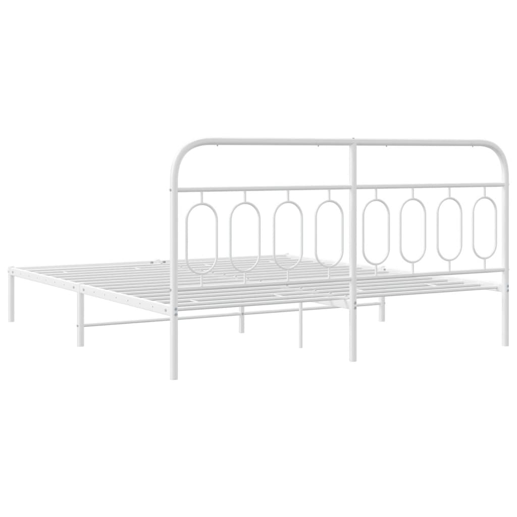 Sengeramme i metall med hodegavl hvit 183x213 cm