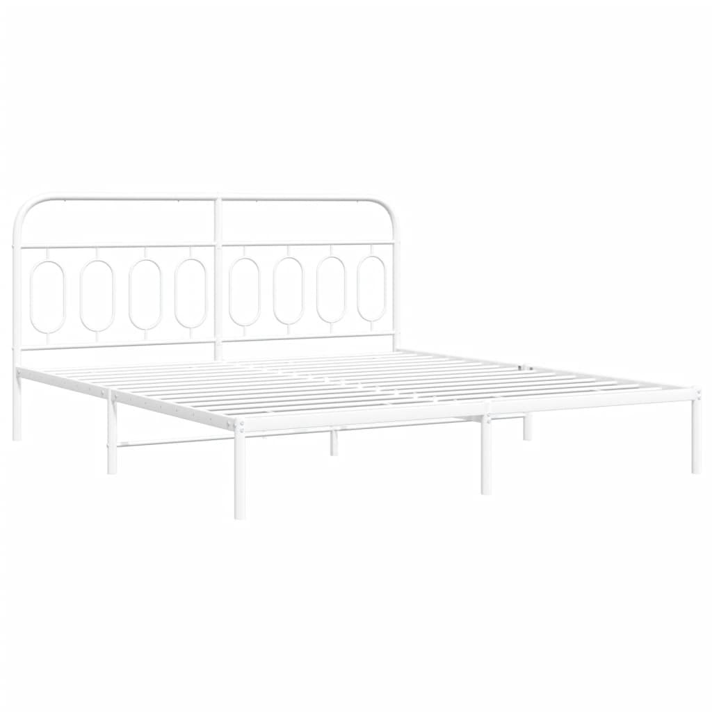 Sengeramme i metall med hodegavl hvit 193x203 cm