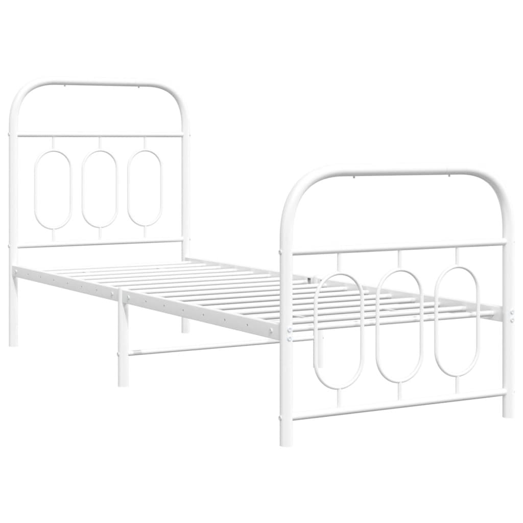 Sengeramme i metall med hode- og fotgavl hvit 75x190 cm